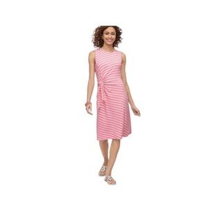 Talbots Knit Sleeveless pink Striped Dress with Side Tie Size Large NWT preppy